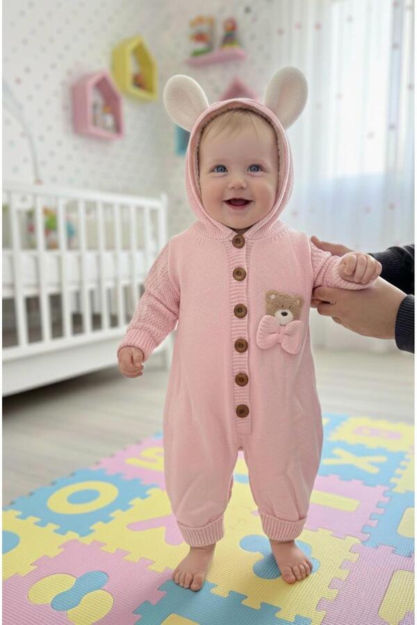 OEM Triko Wellsoft Peluşlu Kapşonlu Bebek Tulum