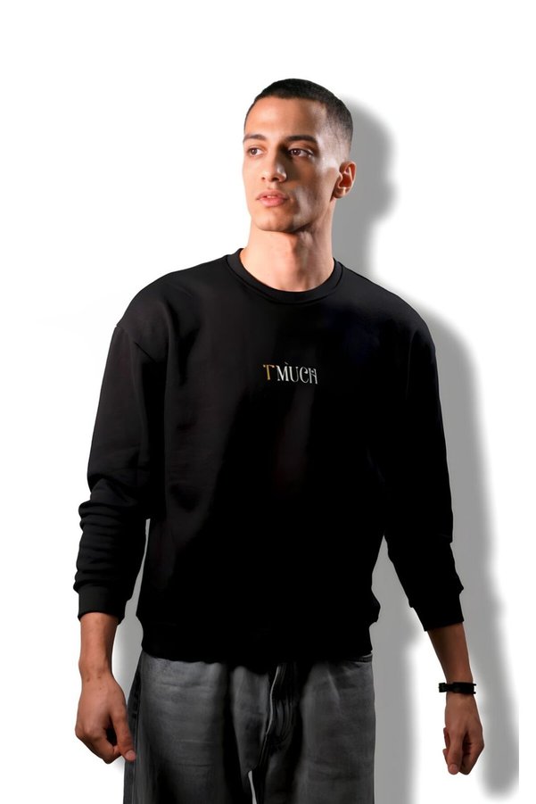 T-MUCH Black Sweatshirt With Logo On The Center Of Chest