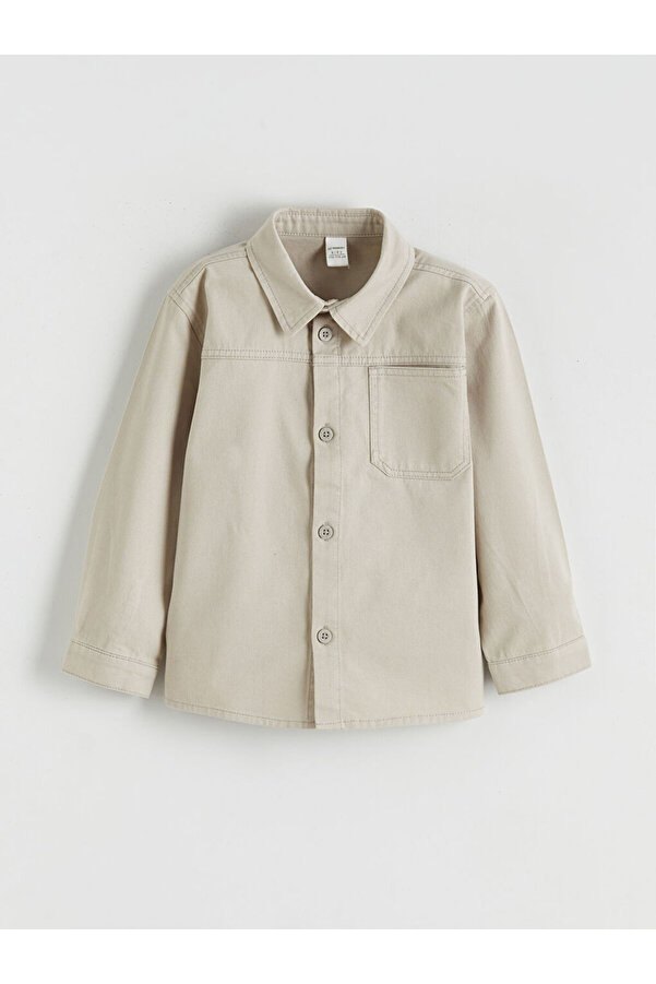 LC Waikiki Gri Tek Cepli Uzun Kollu Erkek Çocuk Gömlek