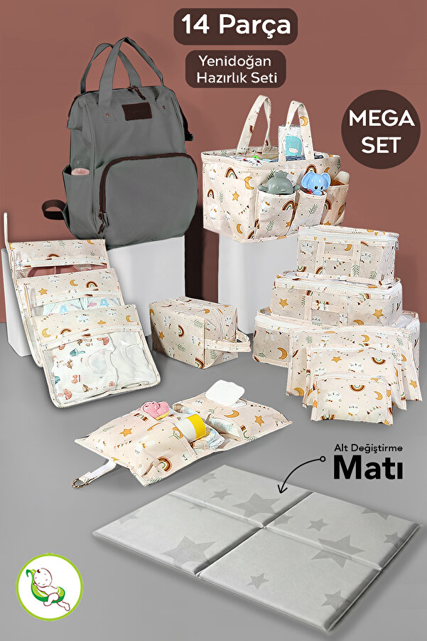 Meleni Baby 14'lü Yenidoğan Hastane Doğum Organizer Seti-Bebek organizer , Anne Sırt Çantası,Anne Bebek Seti