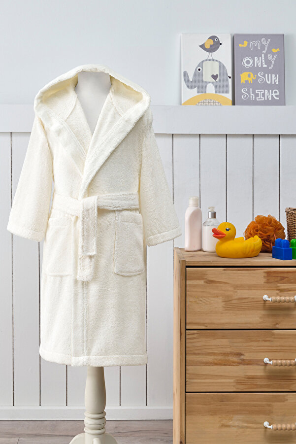 Özdilek Ashley Kapüşonlu Bambu Çocuk Bornozu 13/14 Yaş Krem