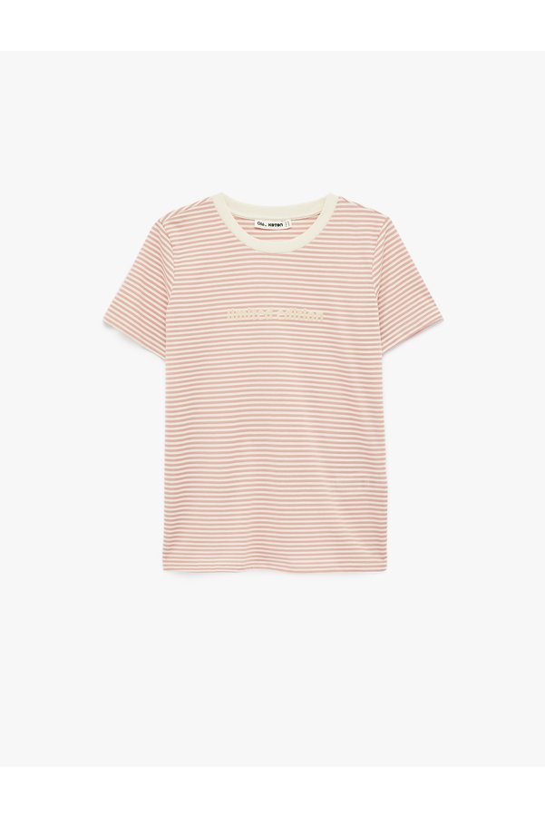 Koton Women'S Pink Stripe Striped T-Shirt