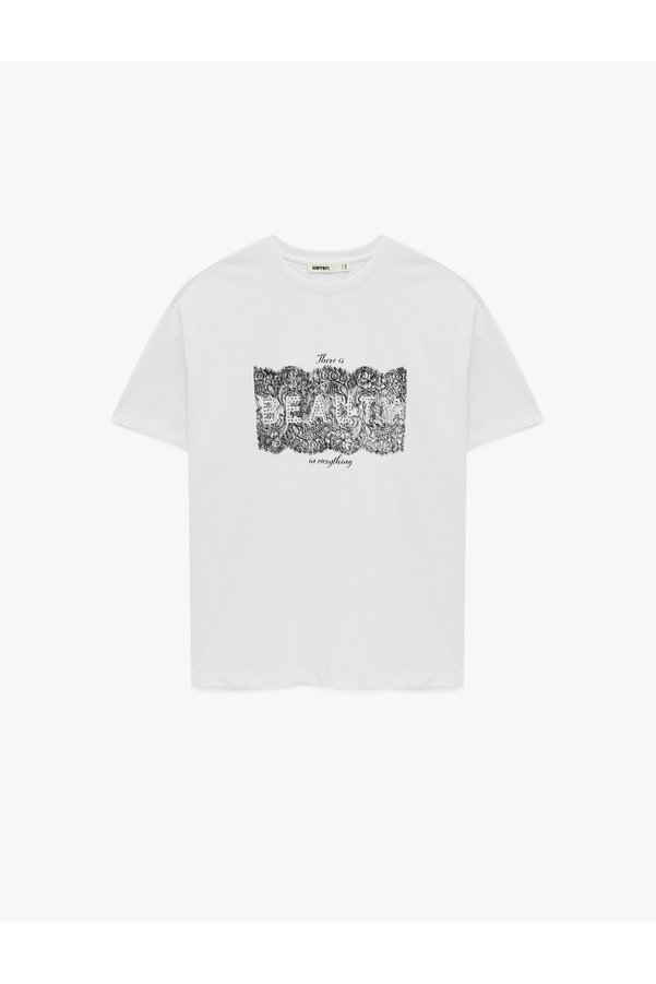 Koton Women'S White Printed T-Shirt