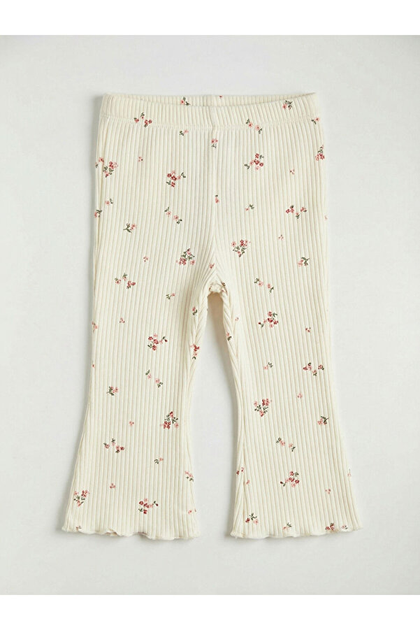 LC Waikiki GiyÇık Store den Ekru Çiçekli İspanyol Paça Kız Bebek Tayt