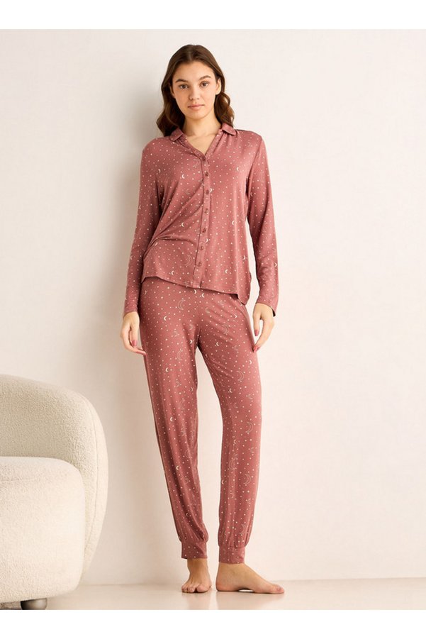 Splash FAV Pyjama Set Button-Down Shirt and Pants Modal