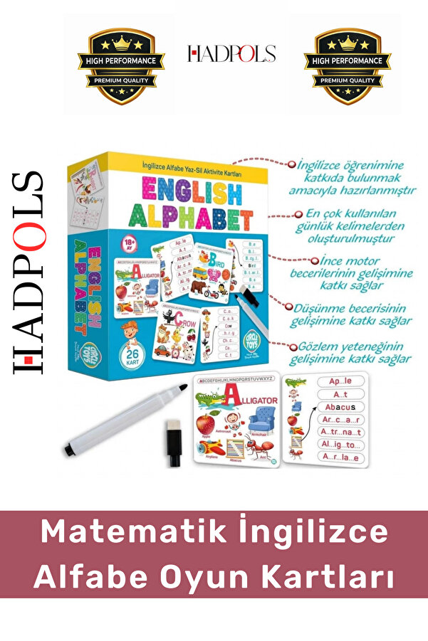 HadPols #EğiticiKartOyunu Geliştirici Eğitici El Göz Koordinasyonu Matematik İngilizce Alfabe Oyun Kartları