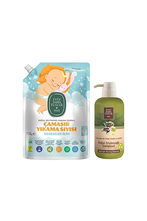 Eyüp Sabri Tuncer Şampuan Zeytinyağlı 600 ml ve Bebek Çamaşır Deterjanı 1500 ml
