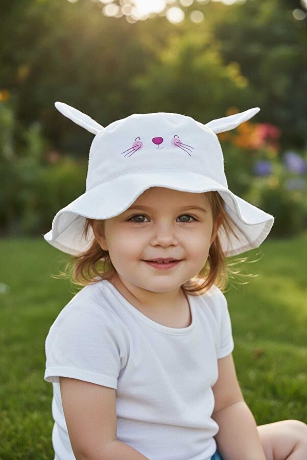 Aware Time Kitti 1-3 Yaş Kız Bebek&çocuk Bağcıklı Yazlık Fötr Şapka