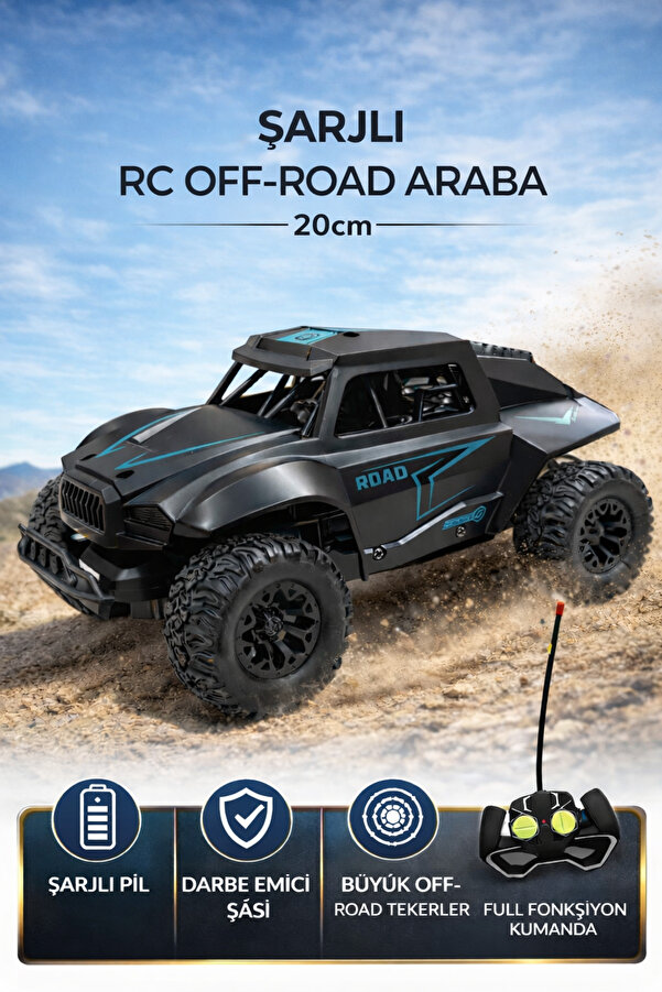 YILDIRIM OYUNCAK Uzaktan Kumandalı Şarjlı High Speed Racing Araba - 20 cm Full Fonksiyon Darbe Önleyici Arazi Arabası