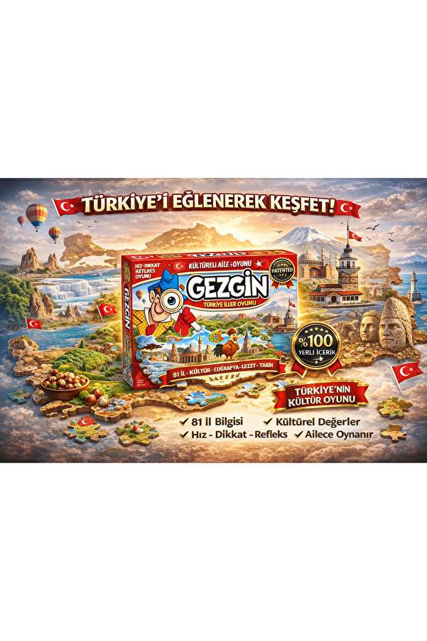 TOTTERİQ GEZGİN TÜRKİYE YÖRESEL İLLER OYUNU 100. YIL ÖZEL TASARIM