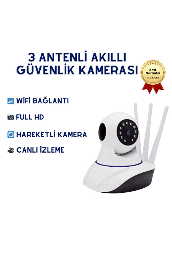 Genel Markalar 3 Antenli Full Hd Wifi Kablosuz Ip Güvenlik Bebek Kamerası Hareketli Bebek Odası Kamera