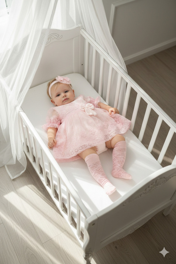 Miniday Baby Kız Bebek Mevlütlük Yazlık Elbise Bandanalı Dantelli Yeni doğan Hastane çıkışı Gelinlik Abiye 13