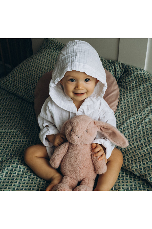 Caline Baby 2 Kat Müslin Unisex Bebek Gömleği - Beyaz