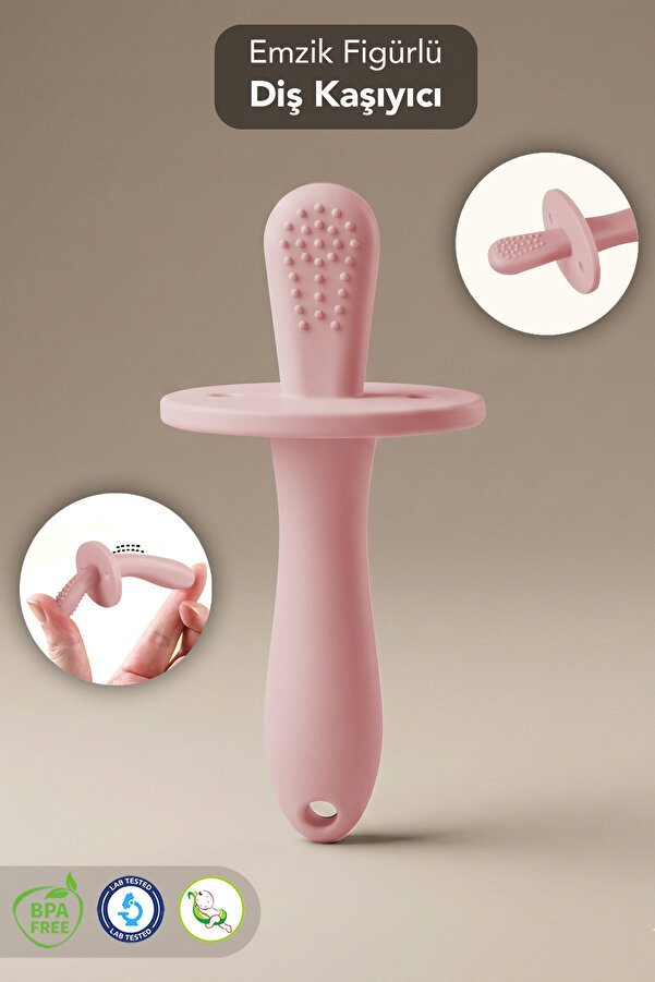 Meleni Baby Bebek Silikon Diş Kaşıyıcı Emzik - Bebek Diş Kaşıma Emziği Silikon Dişlik Pembe
