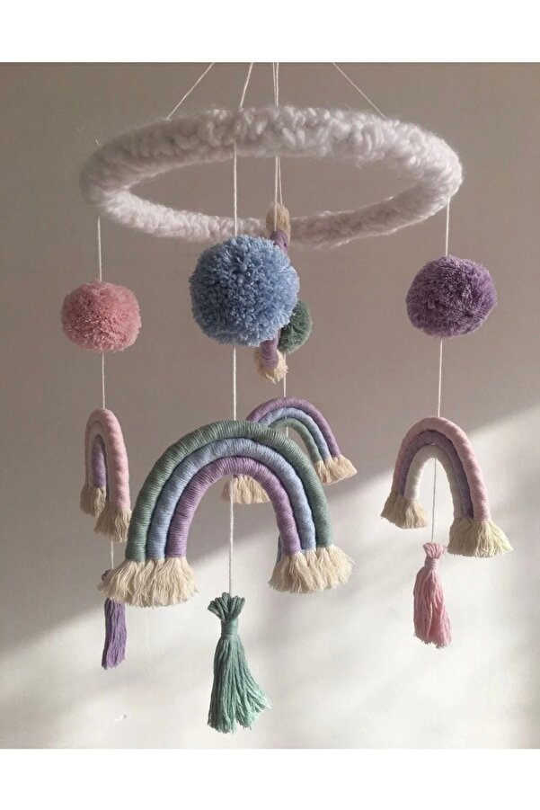 Nilsu Tasarım Makrome Dönence Bebek Dönencesi Bebek Beşik Aksesuar El Yapımı Bebek Cocuk Odası Aksesuar