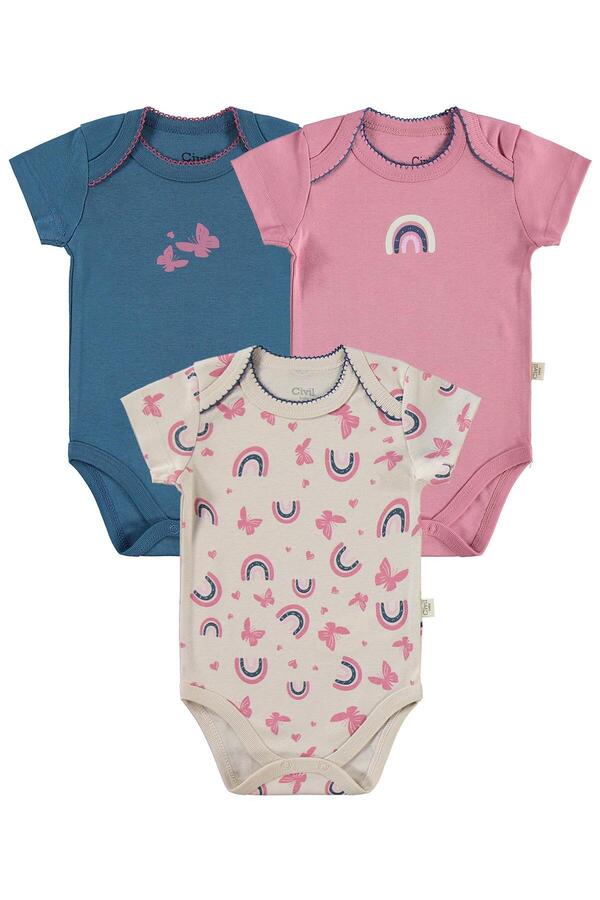 Civil Baby Kelebek Empirmeli 3 Lü 0-36 Ay Çıtçıtlı Badi - Bej 12-18 Ay
