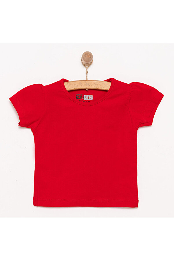 ebebek Hello Baby HelloBaby Kız Bebek Basic Tişört Bisiklet Yaka Kısa Kol Kırmızı