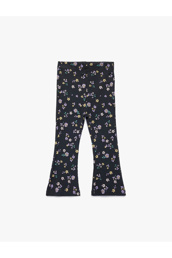 Koton Çiçekli İspanyol Paça Antrasit Kız Bebek Tayt 6SMG40005AK