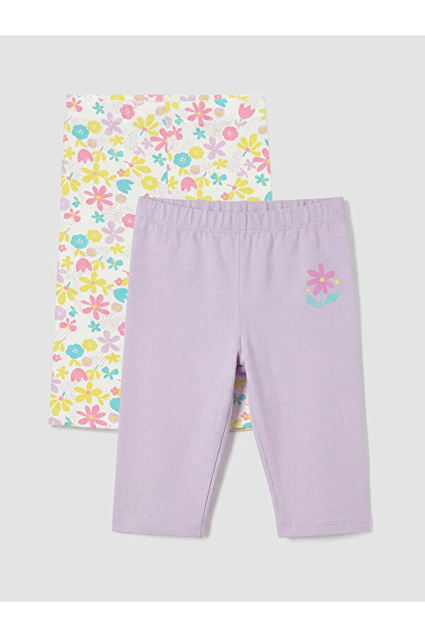 LC Waikiki Lila Baskılı Kız Çocuk Tayt 2'li