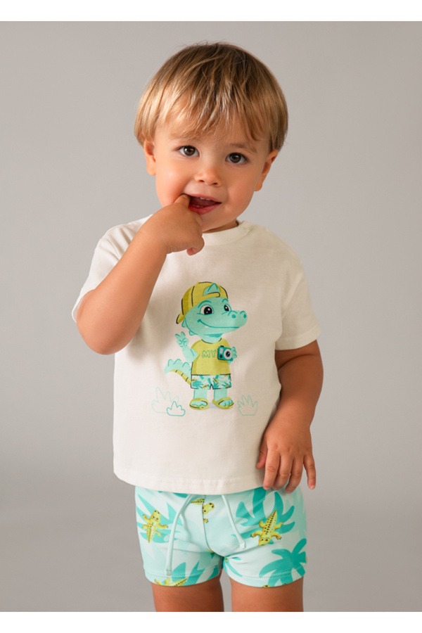 Mayoral Erkek Bebek Desenli Tişört Mayo Şort Takım 1661