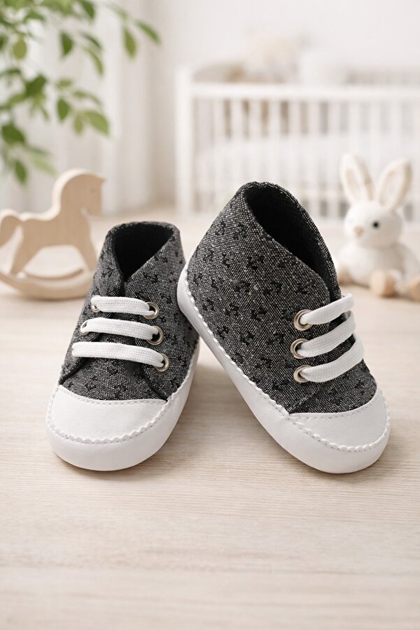 Arin Baby BAĞCIKLI ÇAPA DESENLİ BEBEK AYAKKABISI/UNISEX BEBEK AYAKKABI /KUTULU HEDİYELİK YENİDOĞAN