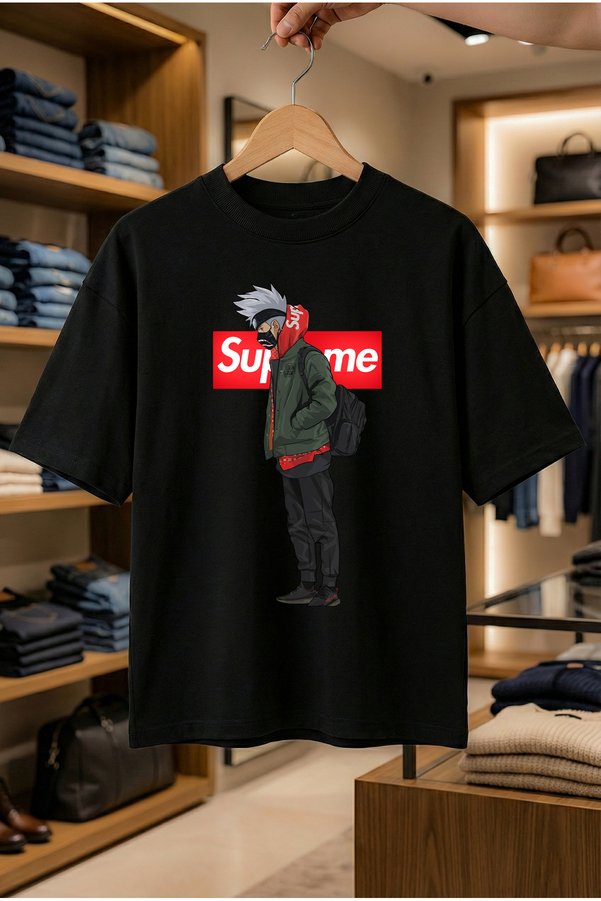 SELF CONTROL Summer Short Sleeve T-Shirt Anti-Sweat Cotton Printed T-Shirt Sup Kakashi