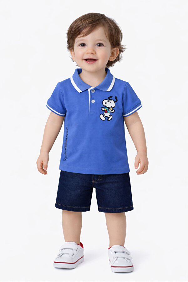 Chicsy Baby Erkek bebek pamuklu polo takım pantolon üst ikili takım düğün doğum günü nişan nikah bayram