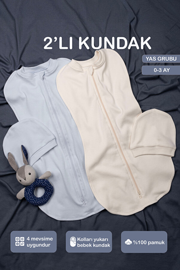 Vauva Bebek İçin %100 Pamuklu Çif Taraflı Fermuarlı Kundak Yumuşak Penye Kumaş Nefes Alabilen Kumaş