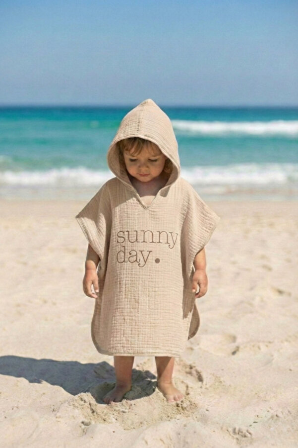 Tuğba Kuğu 4 Kat Müslin Panço - Policolor Serisi - Dot