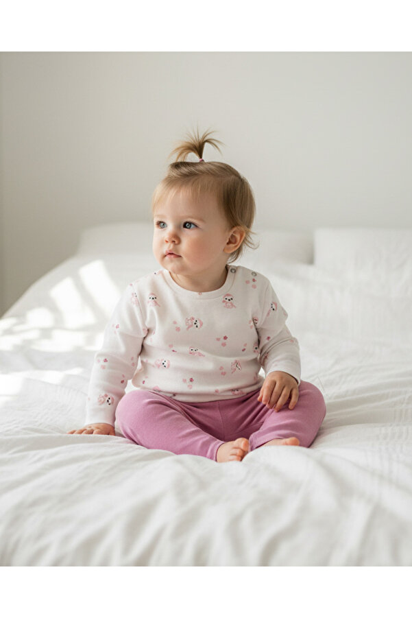 Boumini Bebek ve Çocuk Pijama Takımı Pembe Miskin