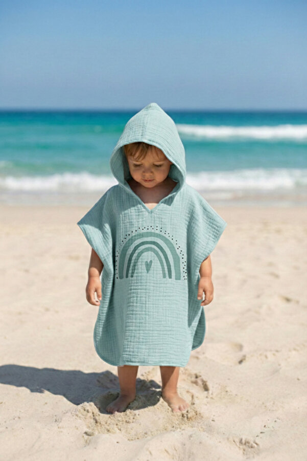 Tuğba Kuğu 4 Kat Müslin Panço - Policolor Serisi - Bow