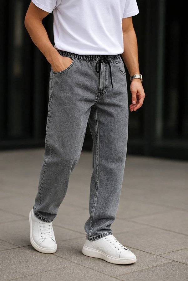 comstar Men's Casual Premium Gray Baggy Trousers