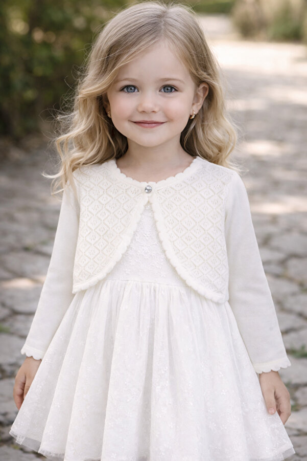 Minora Triko Önü Ajur Bolero KEMİK