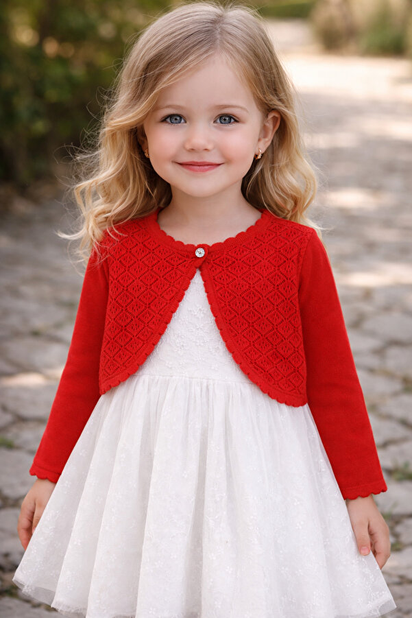 Minora Triko Önü Ajur Bolero Kırmızı