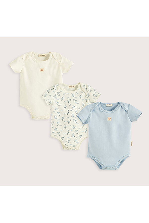 Chakra Sea Sıde 3'Lü Kutu Body Set Ekru/Mavi