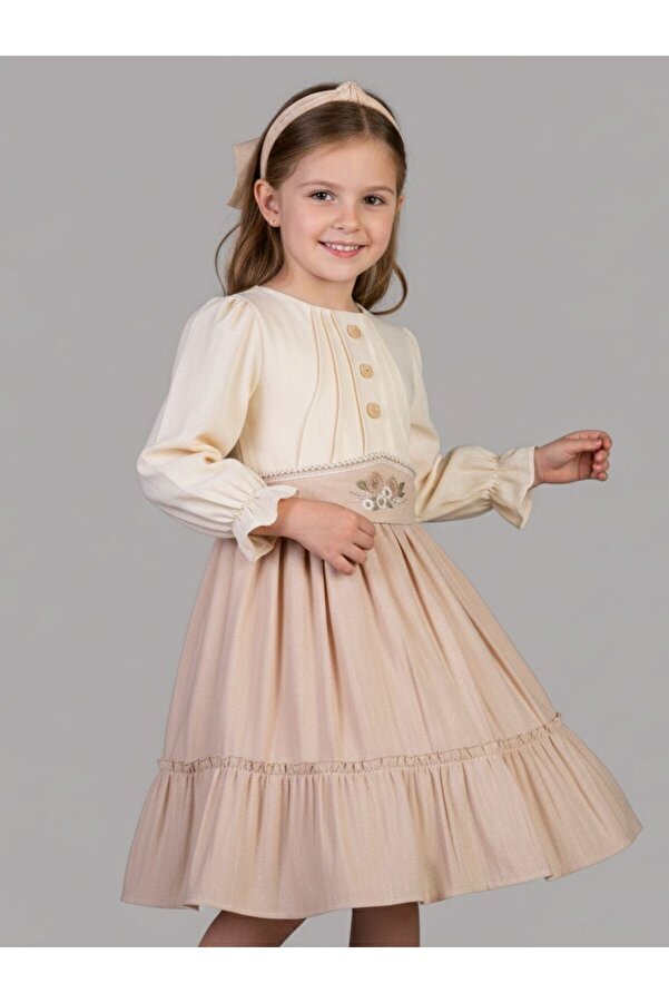 Cherrys Bebek Nervürlü Kız Çocuk Elbise