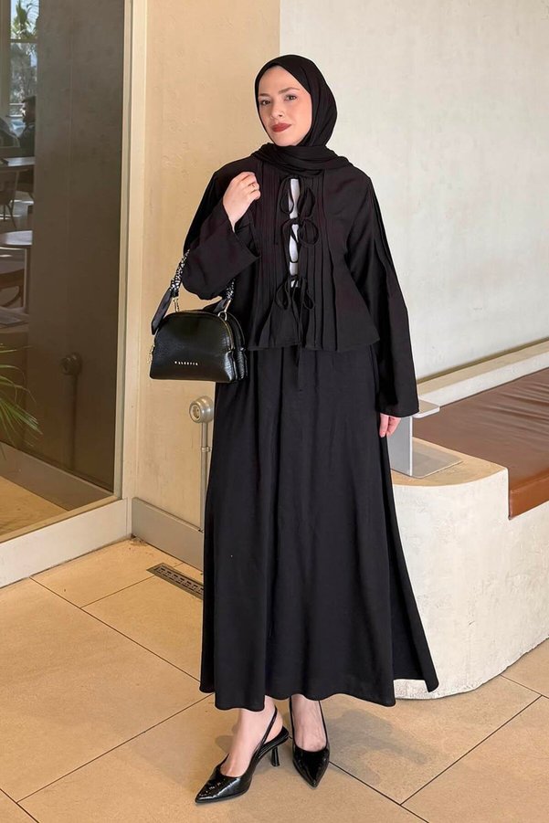 Lamelif Pleated Tie-Dye Detailed Suit Black