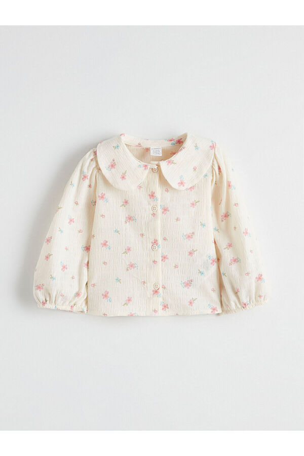 LC Waikiki M&B Collection Ekru Bebe Yaka Kız Çocuk Gömlek