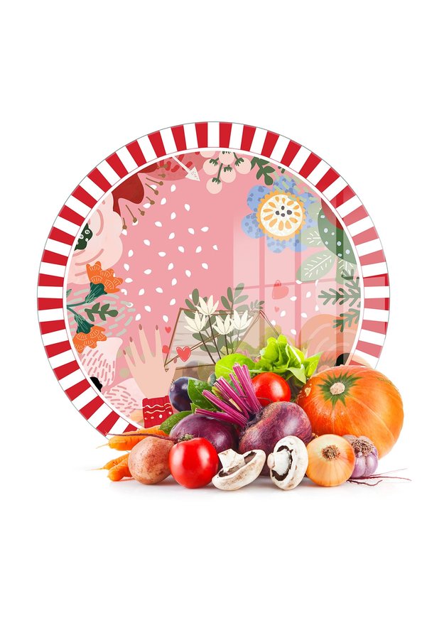 Decovetro Glass Cutting Board Round Mixed Color Love Patterned 30X30 cm