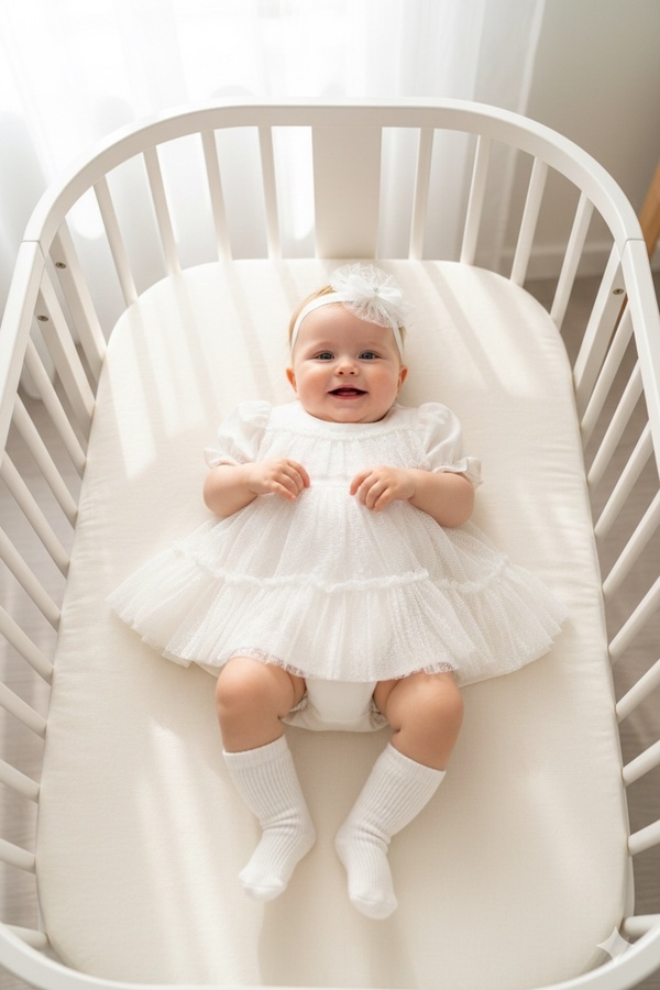 Miniday Baby Kız Bebek Mevlütlük Elbise Yazlık Bandanalı Dantelli Yeni doğan Hastane çıkışı Gelinlik Abiye 4015