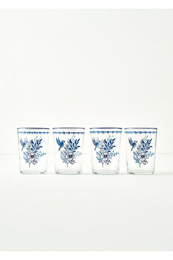 Bella Maison Bleu Blanc Soft Drink Glass Set of 4 Blue (510 cc)