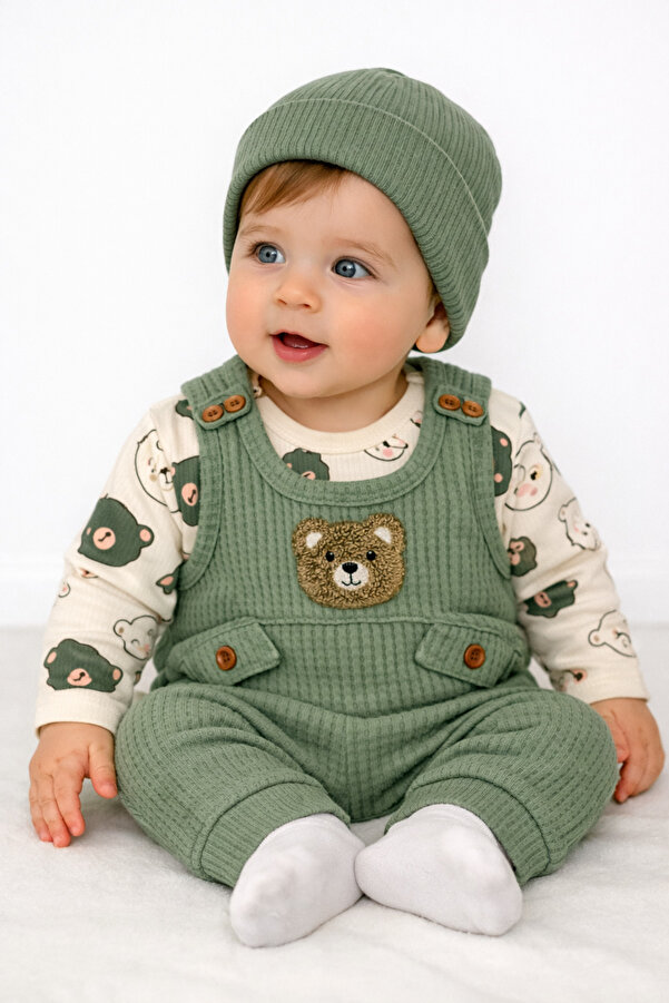 bebekyol Ayı Nakışlı Bebek Takımı (bere dahil değildir)