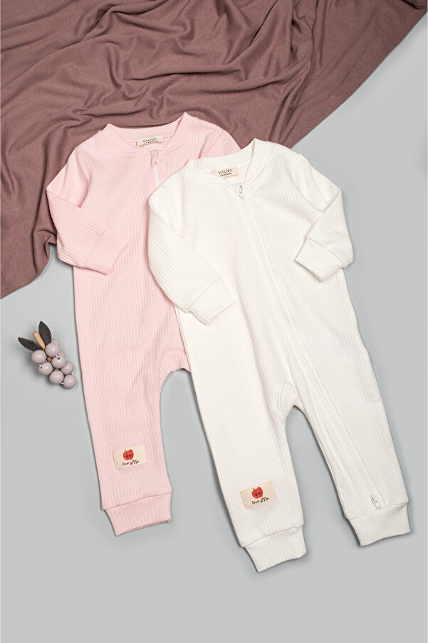 Vauva 2'li Tulum Kız Erkek Bebek Çocuk Mevsimlik Uzun Kollu Fermuarlı Uyku Tulumu