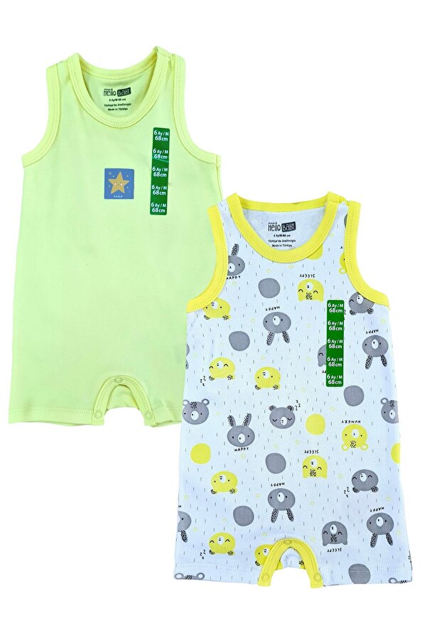 Hello Baby kız ve erkek bebek yazlık askılı tulum ikili bebek set yazlık bebek ürünleri
