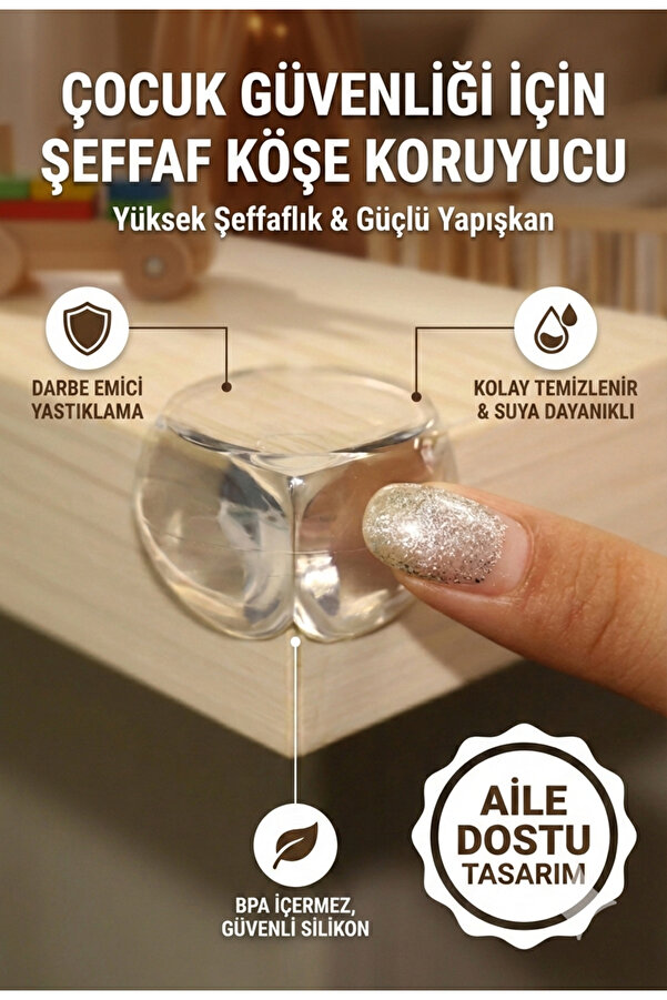 LOVYCO 4 Adet Bebek Çocuk Güvenlik Sivri Köşe Koruyucu Silikon