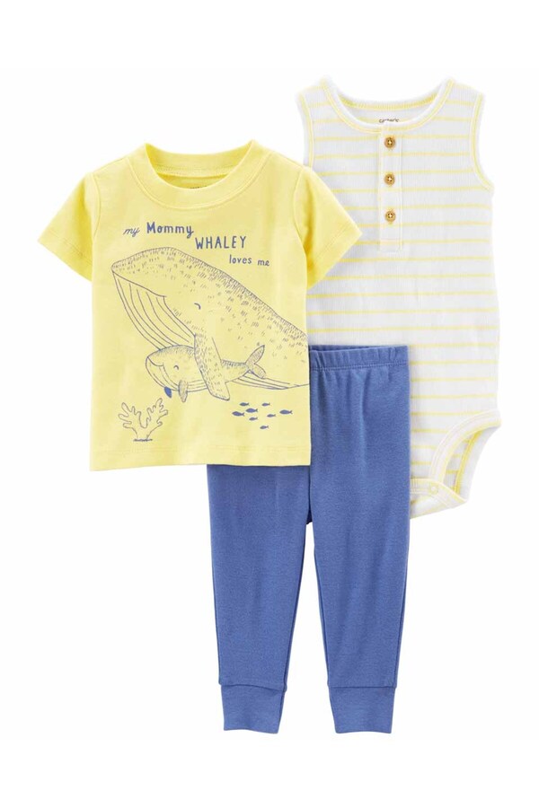 Carter's Erkek Bebek Body Pantolon Set 3'lü Paket