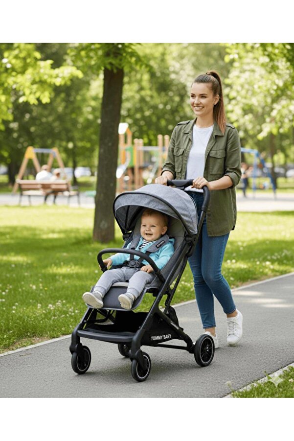 Tommybaby Quantum Kabin Bebek Arabası Kabin Boy Bebek Arabası Pedli Katlanabilir Yağmurluk Hediye