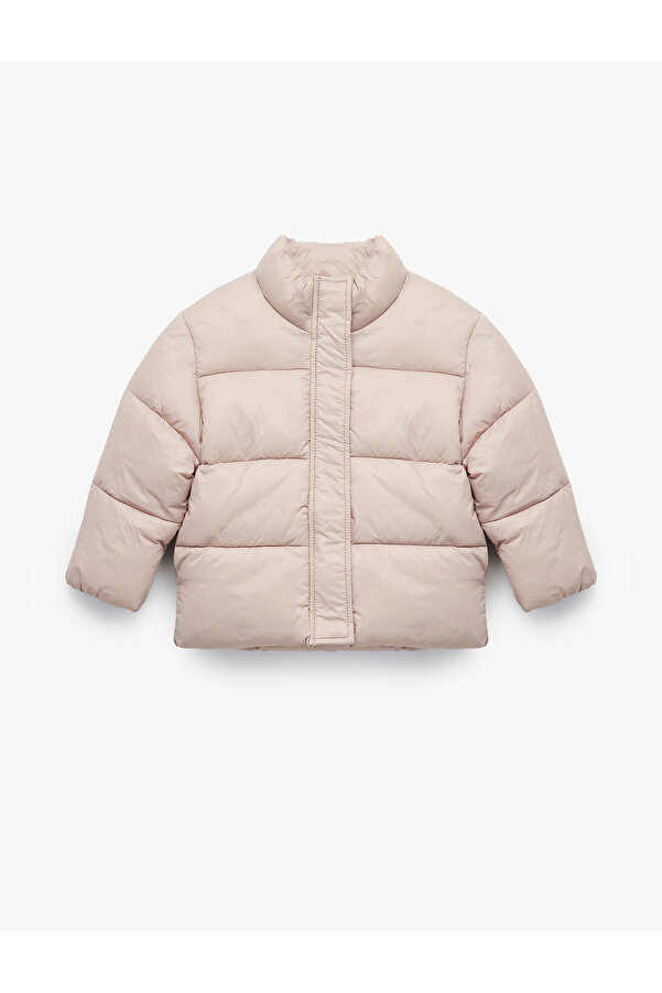 Koton Dik Yaka Uzun Kollu Fermuarlı Cepli Şişme Mont