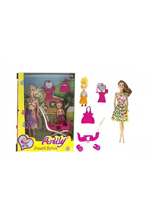 NW NessiWorld Anlily Bebek Arabalı Aksesuarlı Oyuncak Bebek