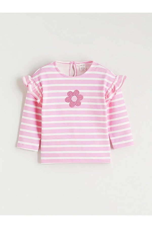 LC Waikiki Ekru Çiçek Nakışlı Kız Bebek Bluz ve Tayt